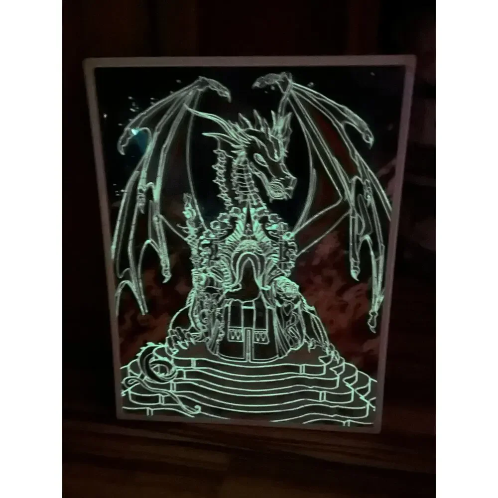 Vintage Glow In The Dark Wizard Dragon Puzzle Framed